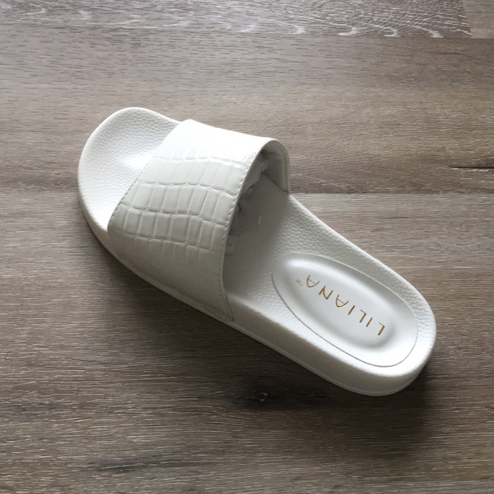 White Open Toe Miya Mule Slide Sandal